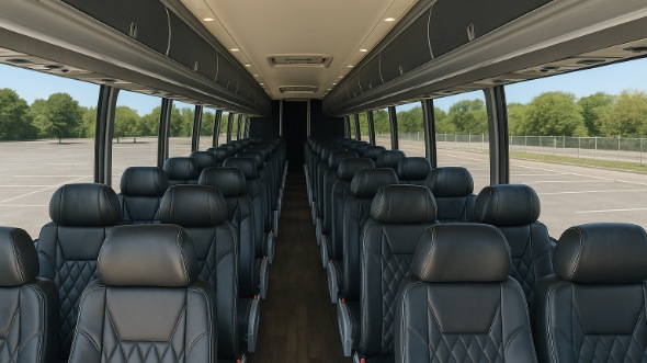 Interior of Charter Bus Company Daly City's 54 Passenger Charter Bus in Daly City