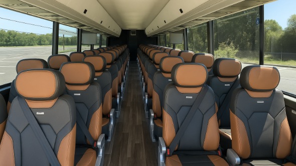 Interior of Charter Bus Company Daly City's 55 Passenger Charter Bus in Daly City