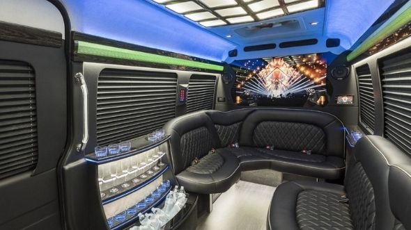 Interior of Charter Bus Company Daly City's Sprinter Limo in Daly City